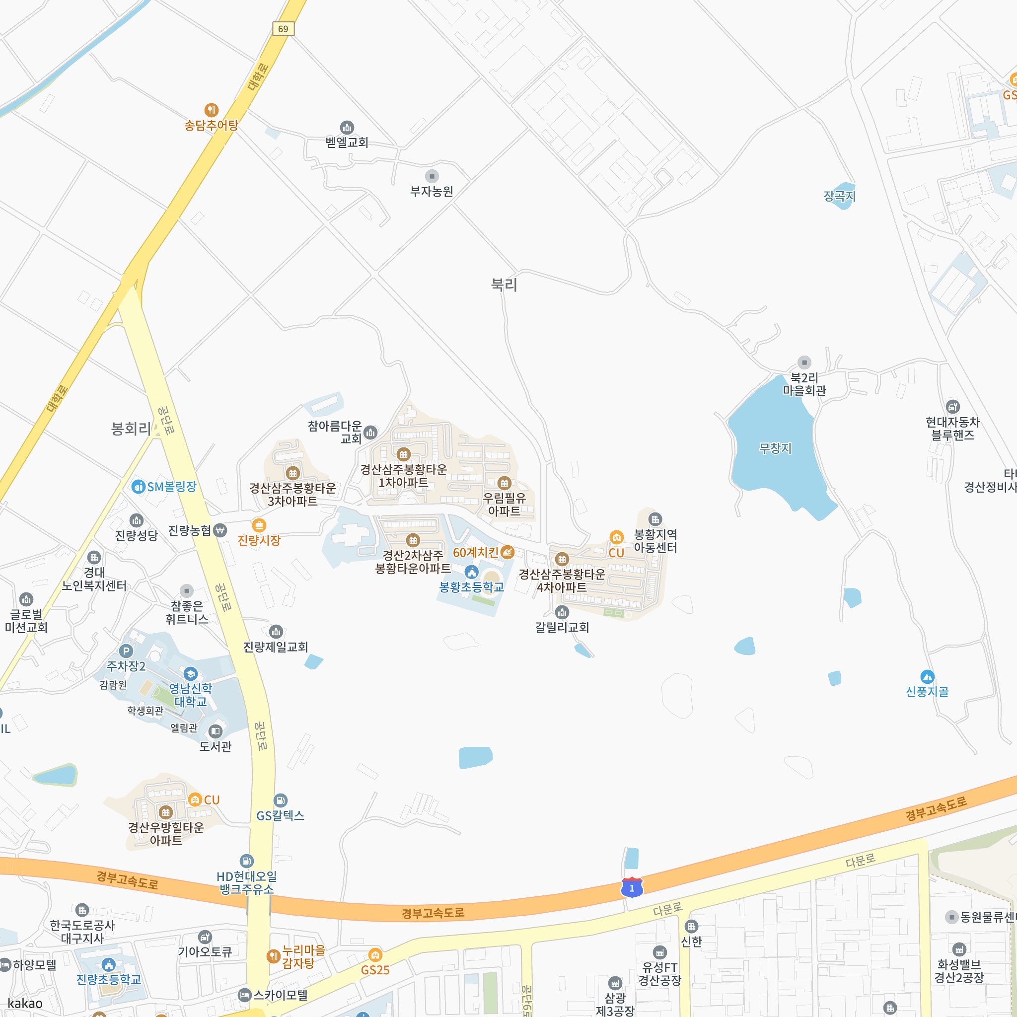 경산진량우림필유 미분양매입 잔여세대 선착순 일반매각 공고 반경 1km 주변 시설 지도