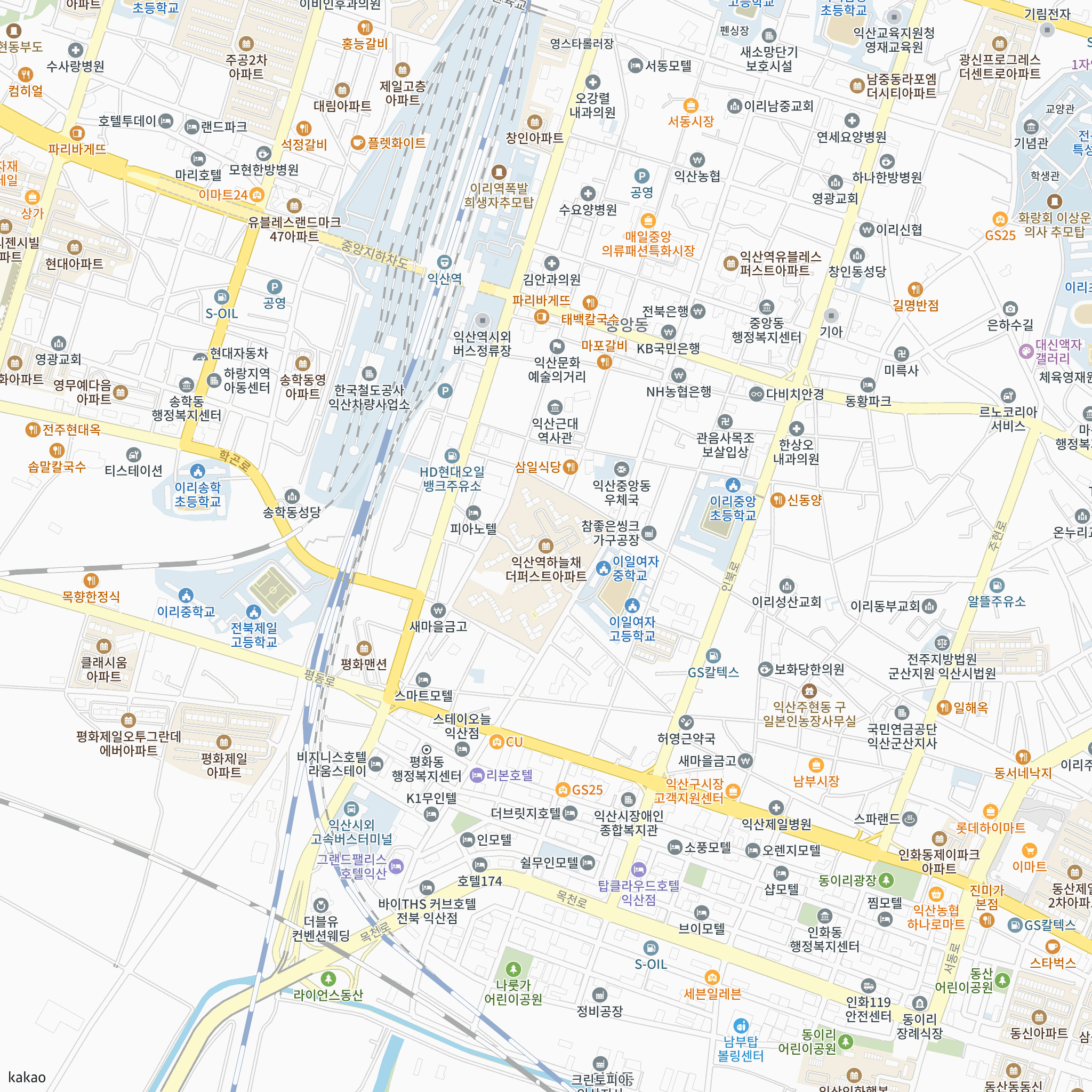 [정정공고]익산평화 공공분양주택 추가 입주자모집(5년 무이자할부) 반경 1km 주변 시설 지도