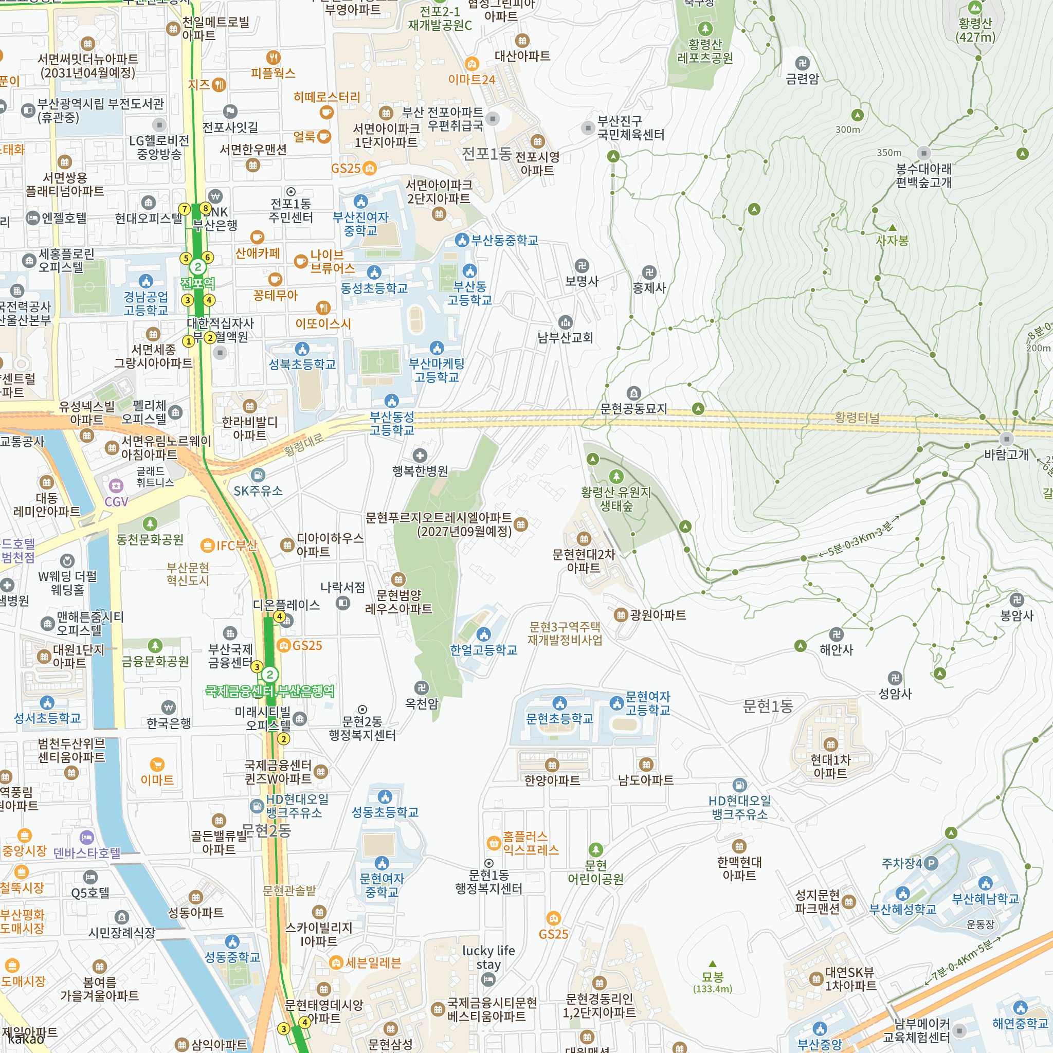 부산문현2 1블록(문현 푸르지오 트레시엘) 행복주택 최초 입주자 모집 반경 1km 주변 시설 지도