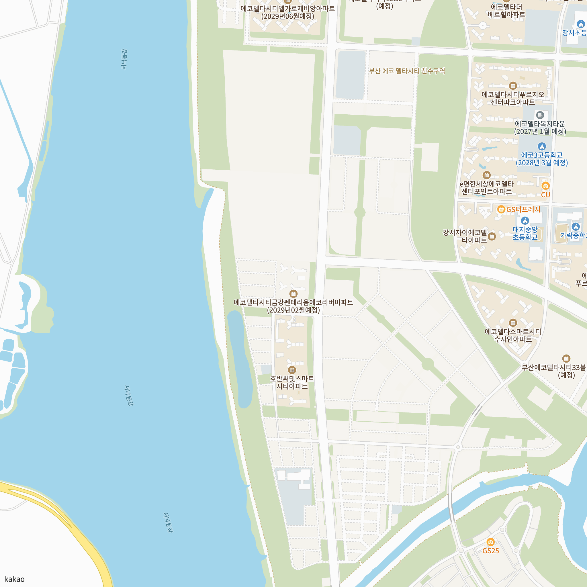 에코델타시티 금강펜테리움 에코리버 반경 1km 주변 시설 지도