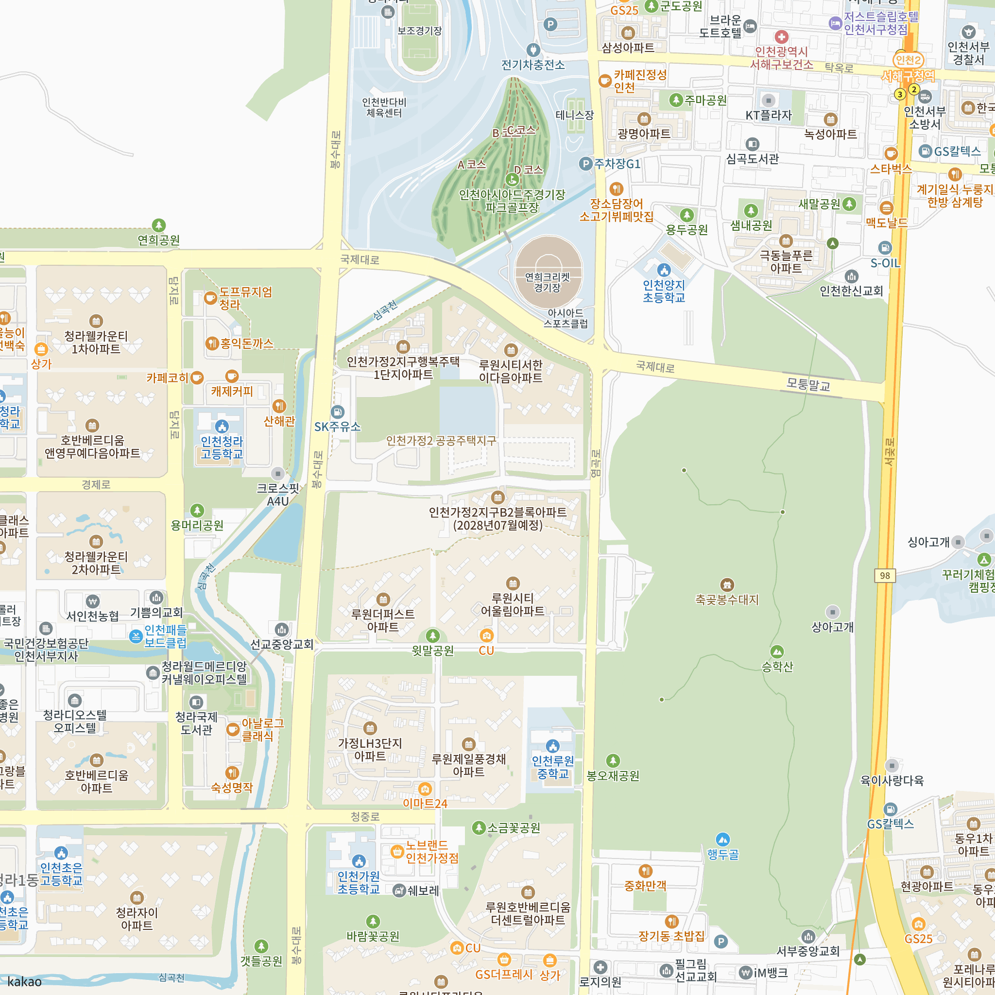 인천가정2 B2블록 공공분양 잔여세대 추가 입주자모집공고 반경 1km 주변 시설 지도