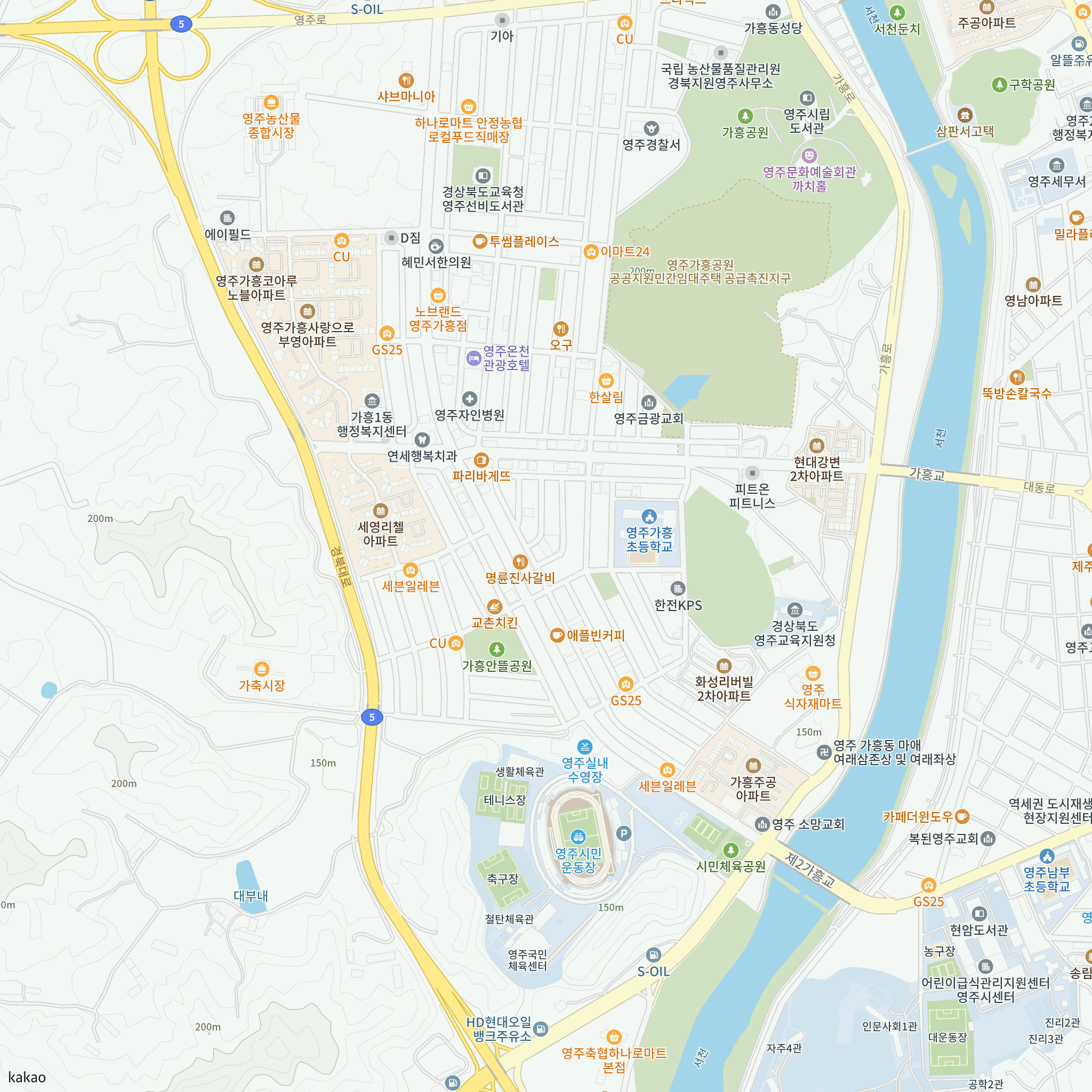 2026년 영주시 일반 매입임대주택 입주자 및 예비입주자 모집 공고 반경 1km 주변 시설 지도