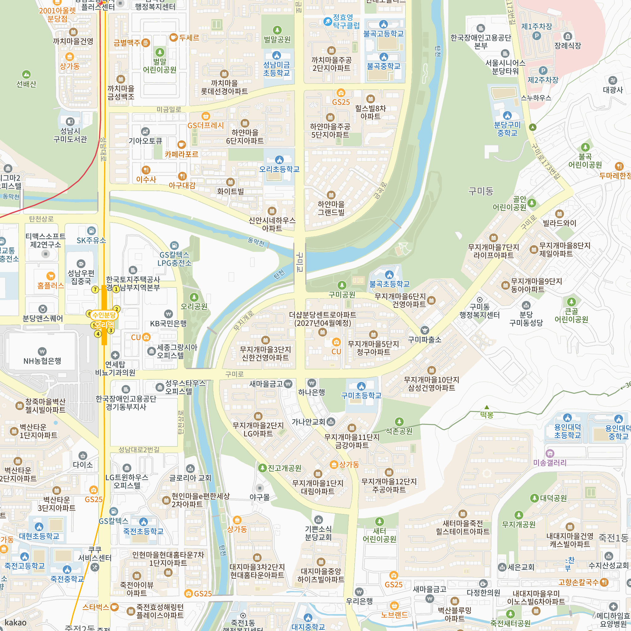 더샵 분당센트로(6차) 반경 1km 주변 시설 지도