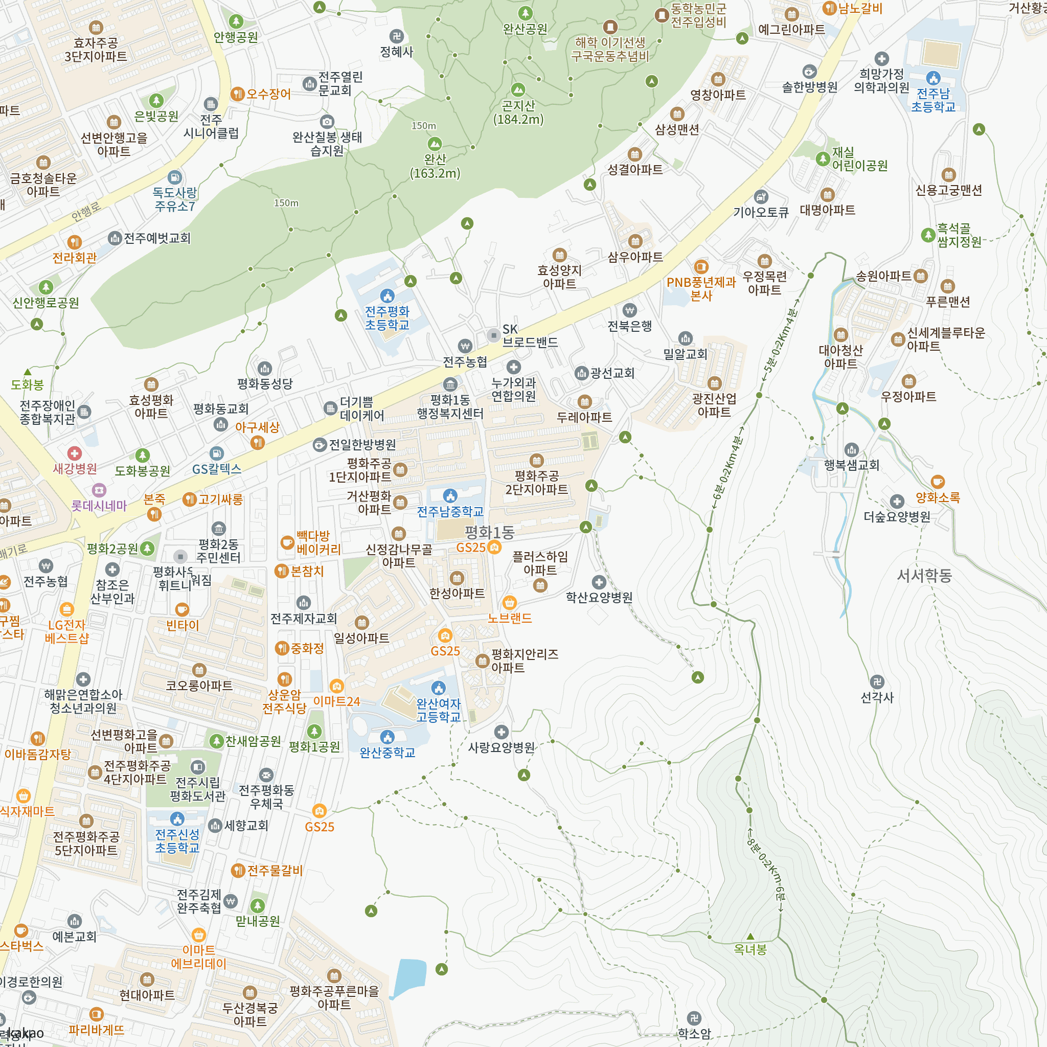 전주평화1 영구임대주택 입주자격완화 예비입주자 모집공고 반경 1km 주변 시설 지도