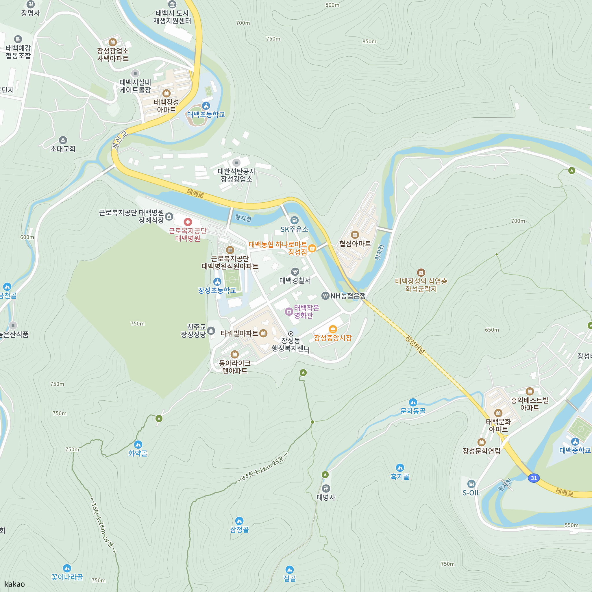 태백장성 국민임대주택 예비입주자 입주자격완화 상시모집 반경 1km 주변 시설 지도