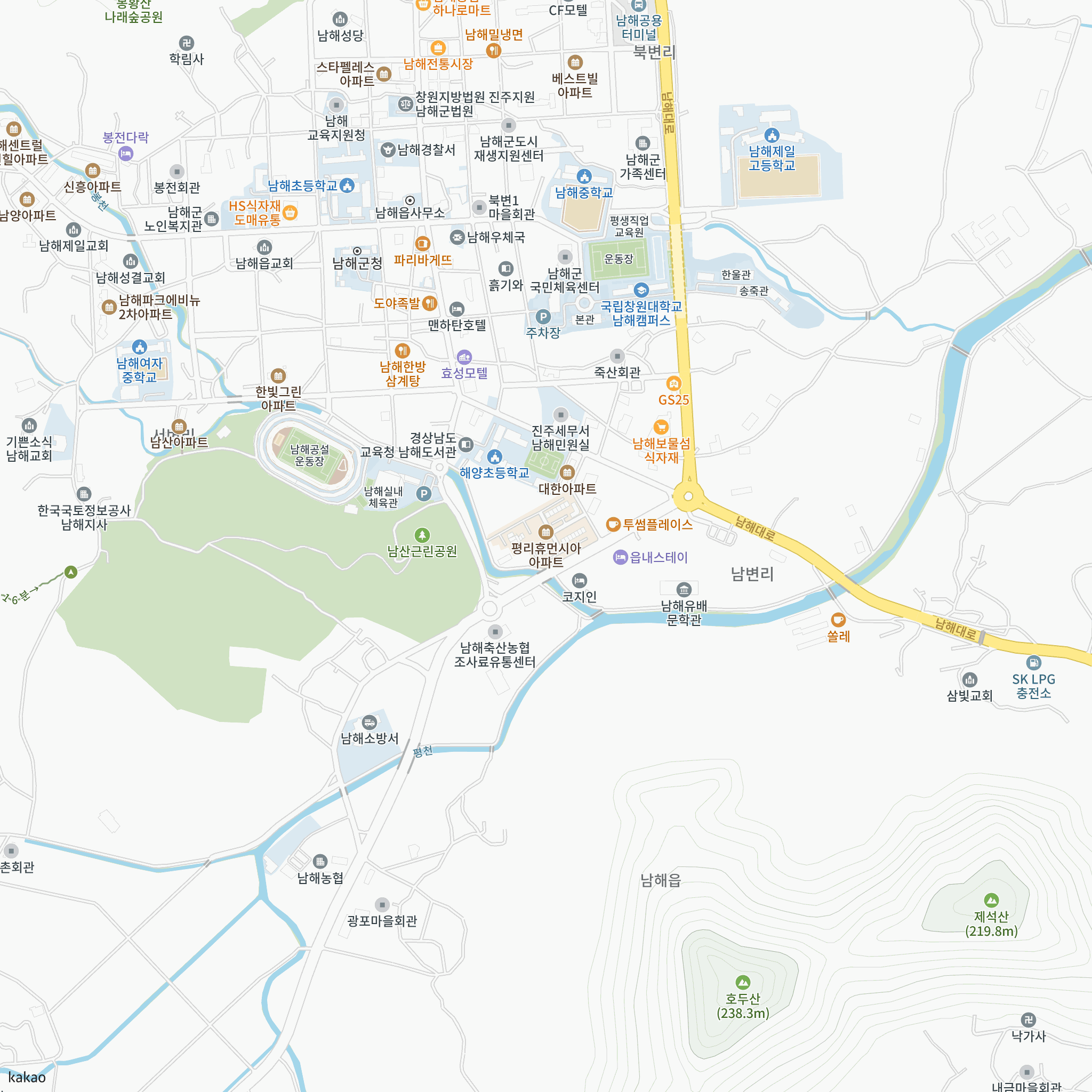 남해평리휴먼시아 국민임대주택 예비입주자 모집 반경 1km 주변 시설 지도