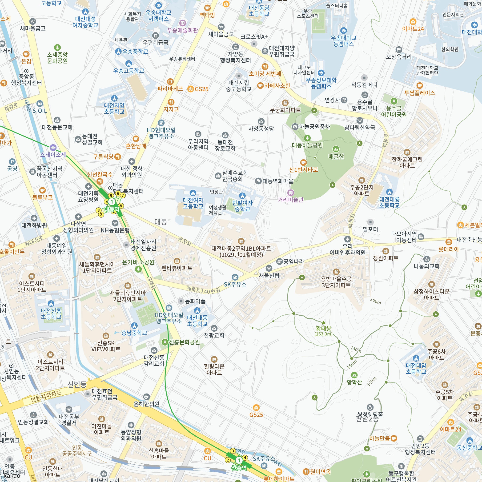 대전대동2 1BL 공공분양 추가 입주자모집공고[선착순 동호지정/계약금 정액제(천만원)] 반경 1km 주변 시설 지도