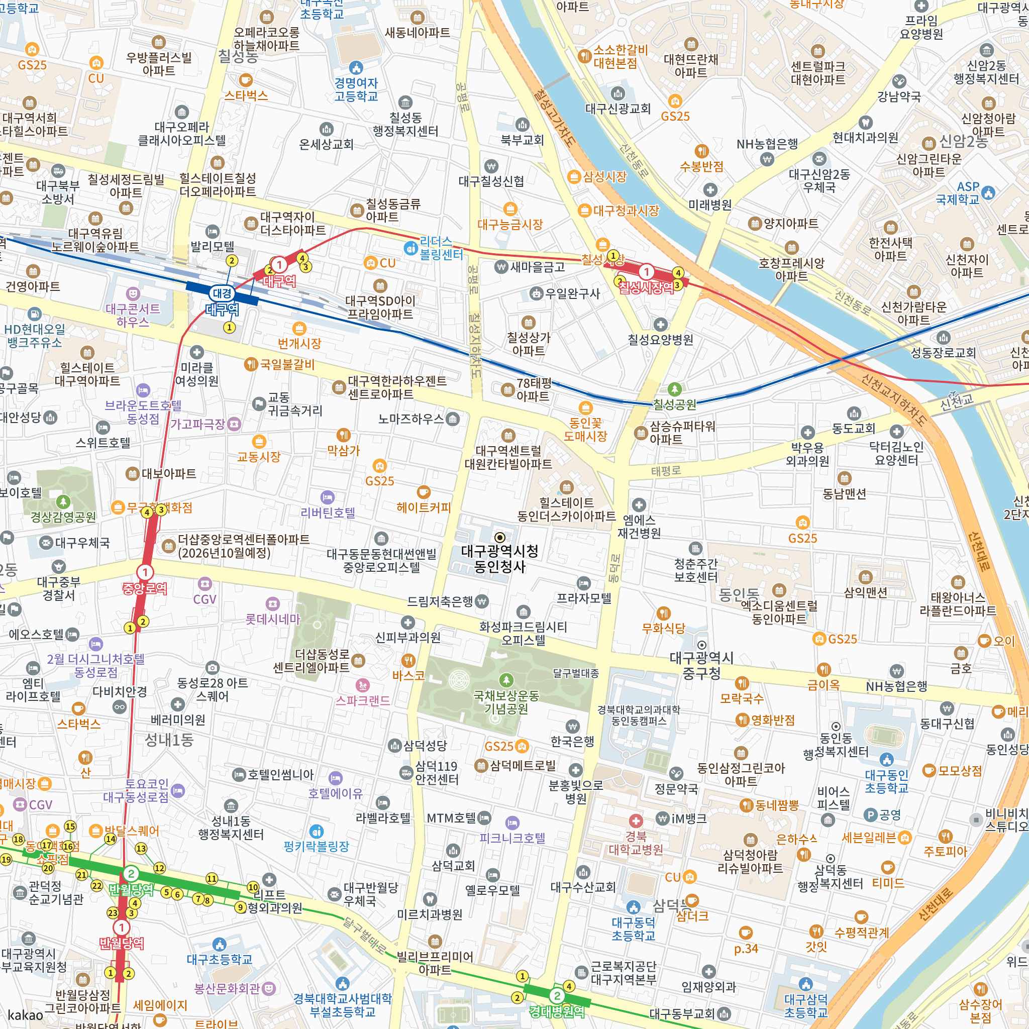 더샵 동인센트리체 반경 1km 주변 시설 지도