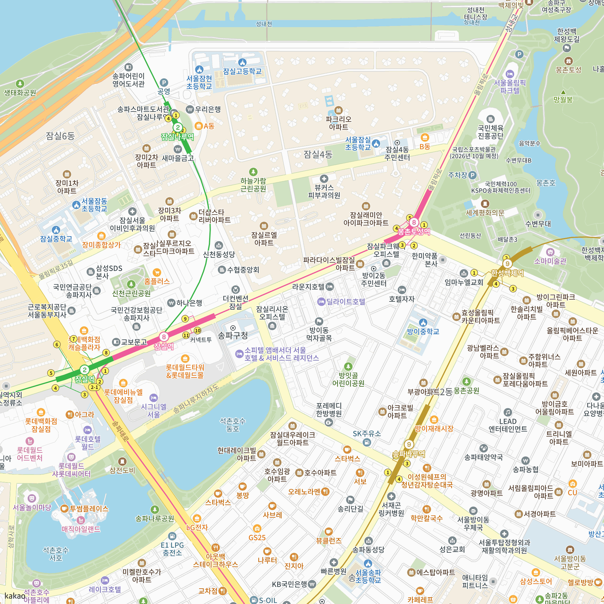 잠실에떼르넬비욘드 반경 1km 주변 시설 지도