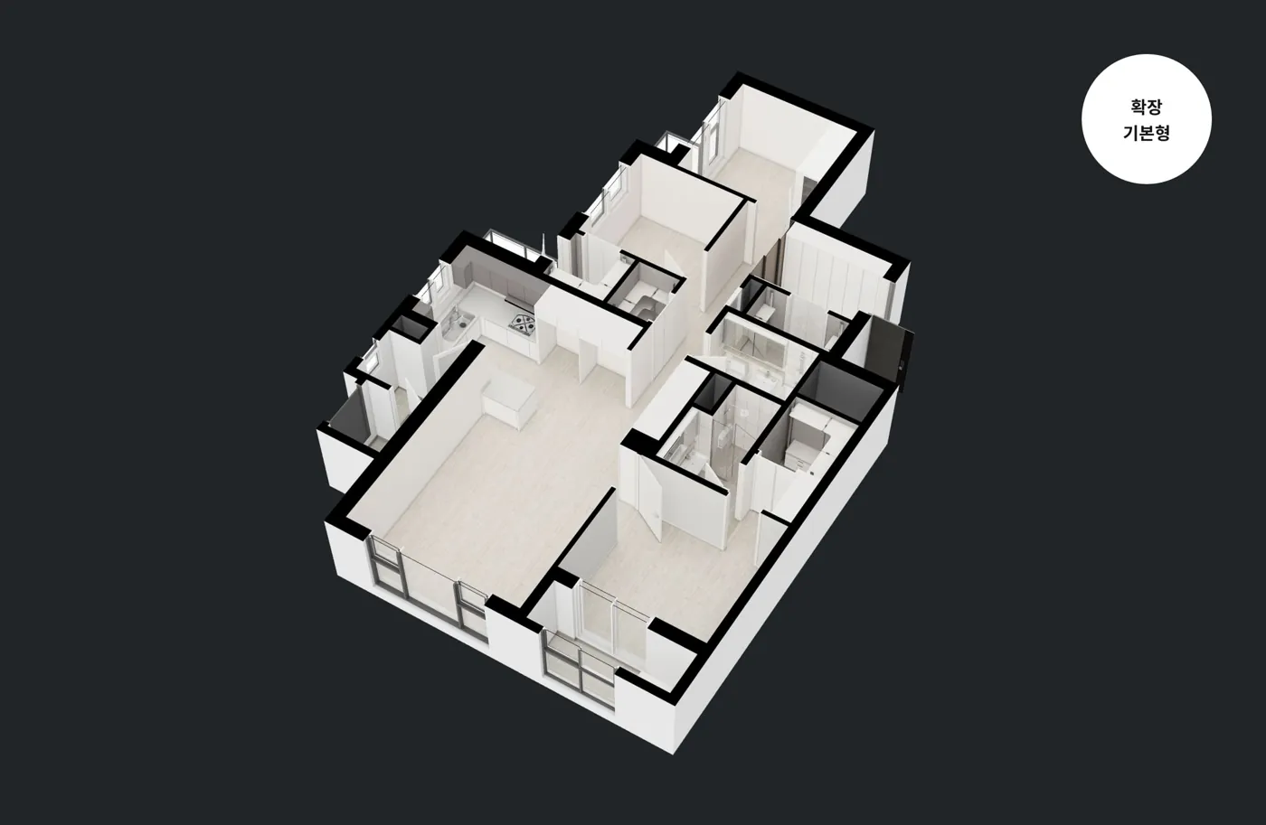 강변역 센트럴 아이파크 84C 평면도(3D 입체도)