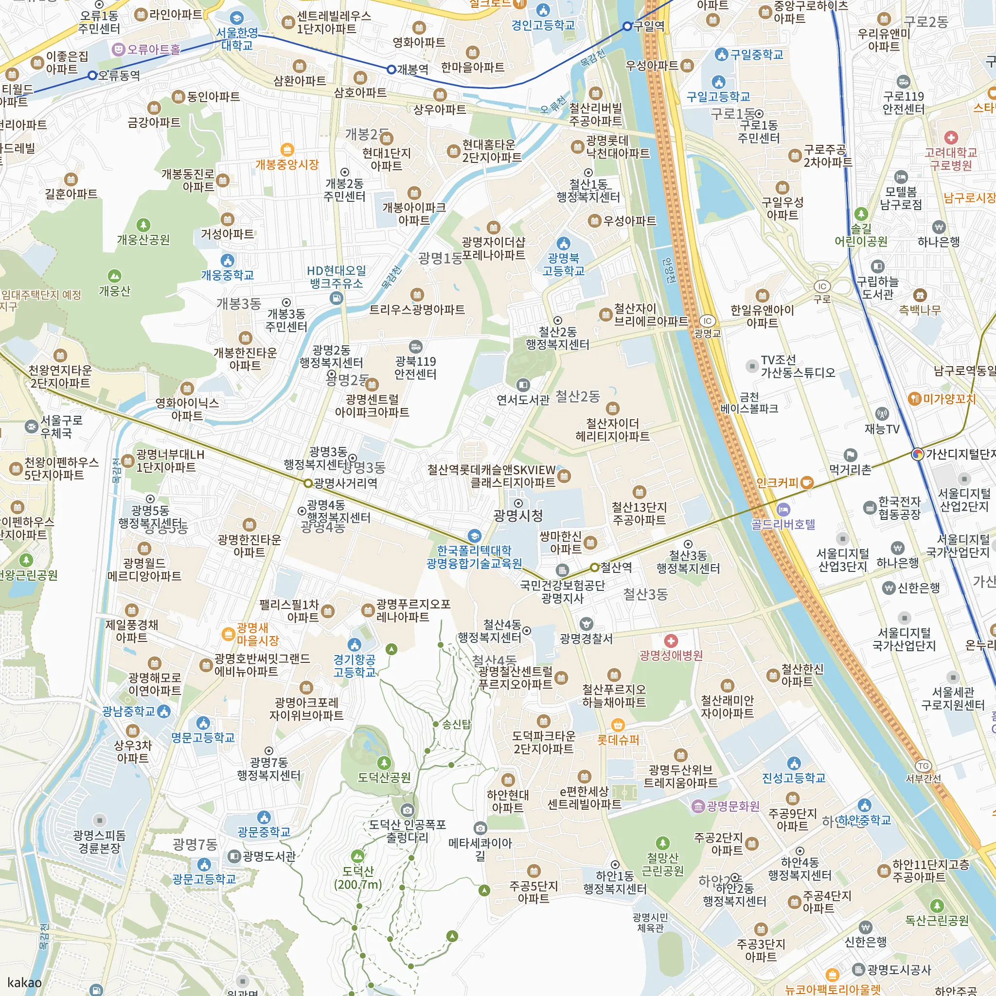 철산자이 브리에르 안전마진 계산에 쓴 비교단지 2곳의 위치 지도
