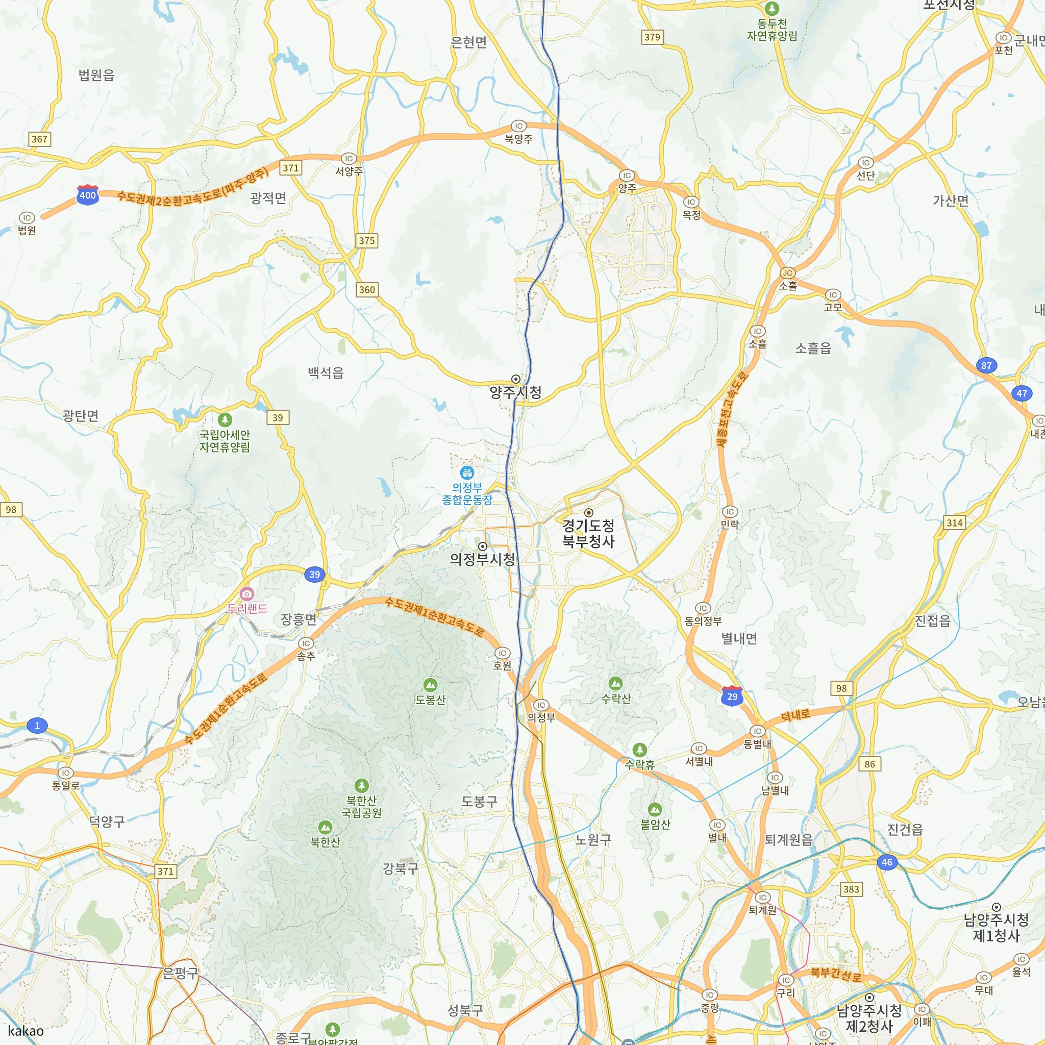 의정부시와 인접 지역 지도에 표시한 힐스테이트 금오 더퍼스트 위치
