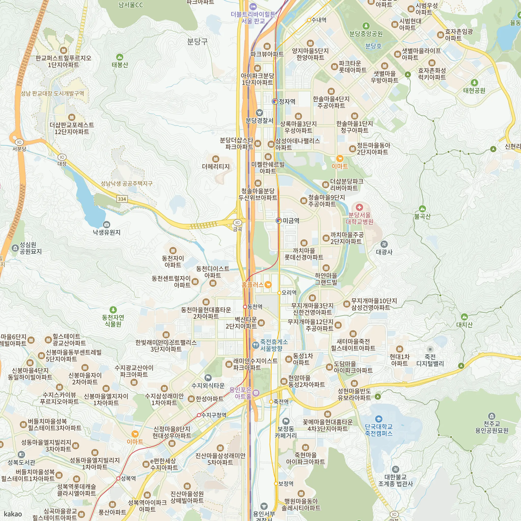 더샵 분당센트로(6차)에서 가장 가까운 오리역과 신분당선·수인분당선 노선 지도