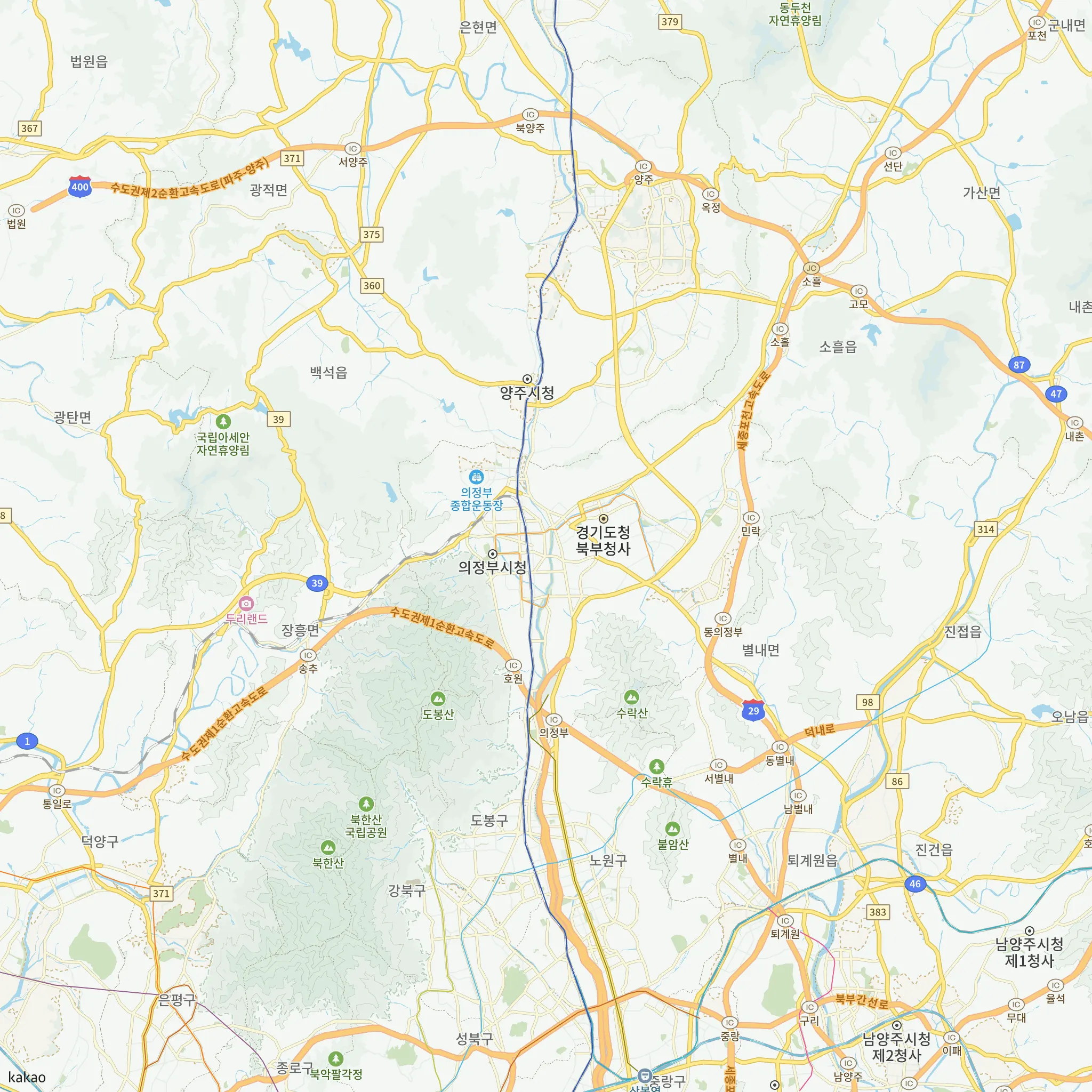 의정부시와 인접 지역 지도에 표시한 의정부송산3단지 공임50년 예비입주자 표준모집공고문 위치