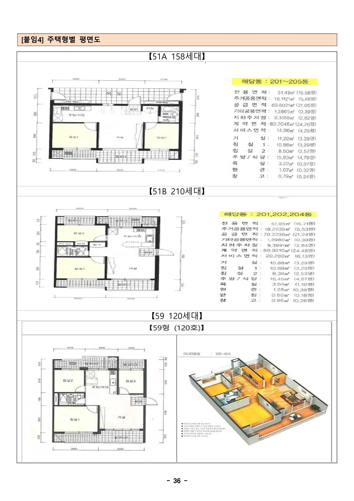 남양주마석2단지 국민임대주택 예비입주자 모집공고(2026.9.7.) 51A형(158세대) 평면도(공고문 36쪽)