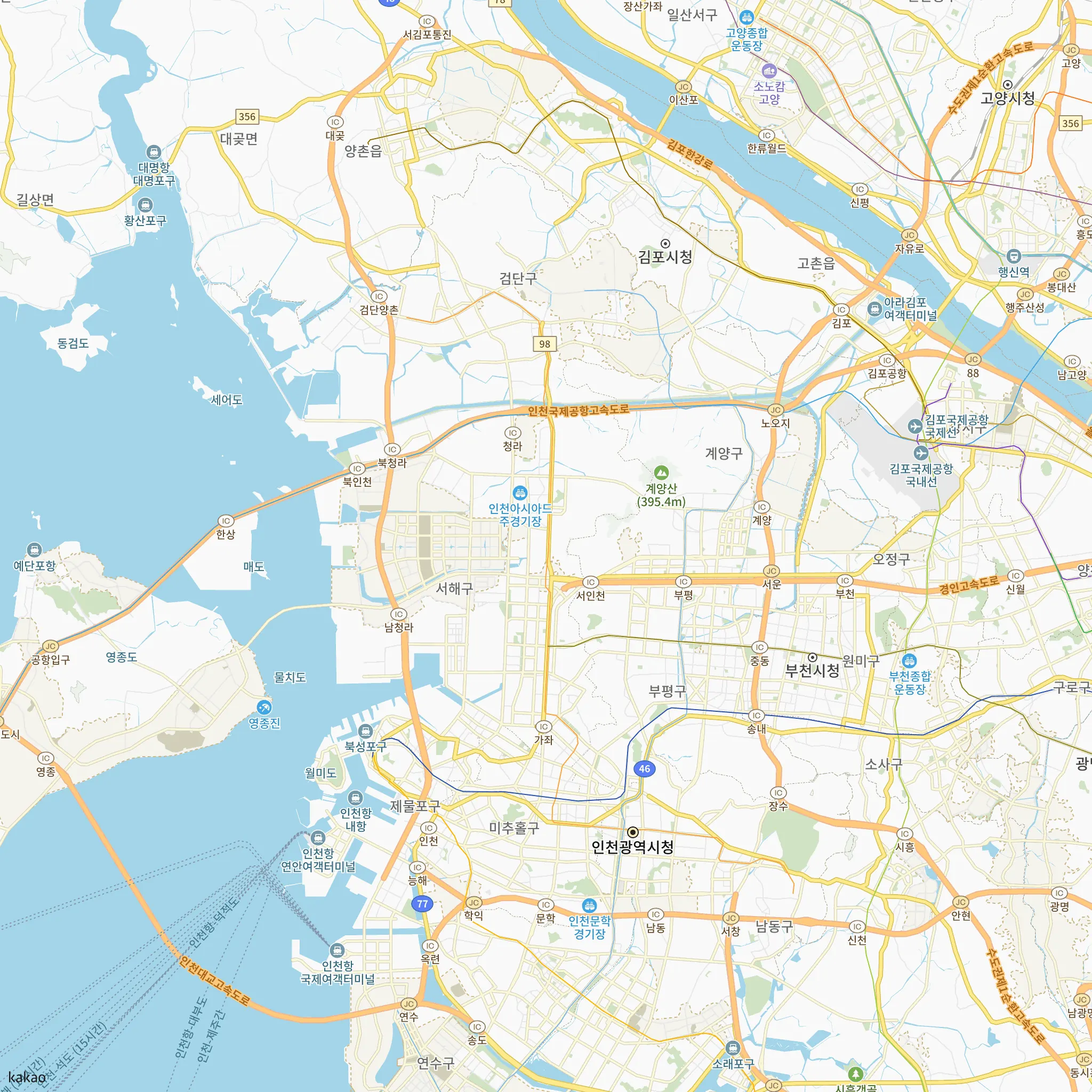서해구와 인접 지역 지도에 표시한 인천석남 어울림센터 행복주택 입주자 최초모집 위치